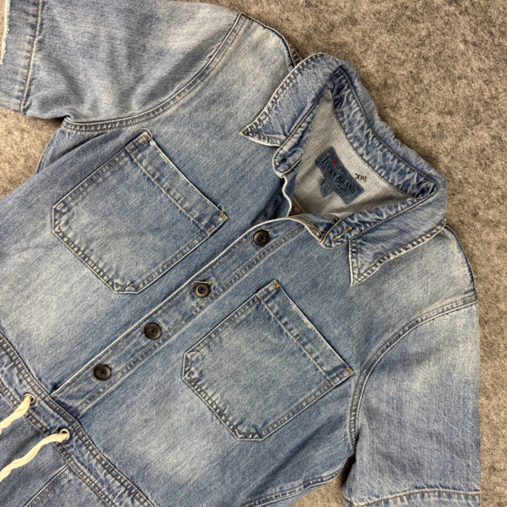 Lucky Brand Blue Denim Drawstring Dress Raw Hem Medium Boho Raw Hem